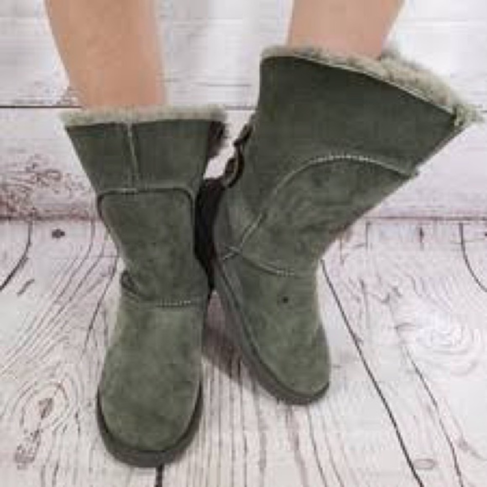 Emu Alba shearling style boots winter suede leather women’s size 6 gray‎